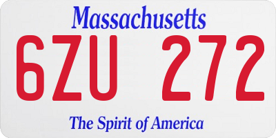 MA license plate 6ZU272