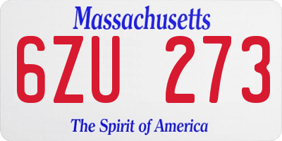 MA license plate 6ZU273