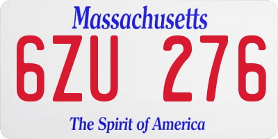 MA license plate 6ZU276