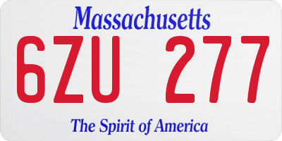 MA license plate 6ZU277