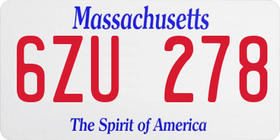 MA license plate 6ZU278