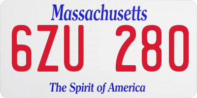 MA license plate 6ZU280