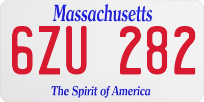 MA license plate 6ZU282