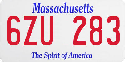 MA license plate 6ZU283