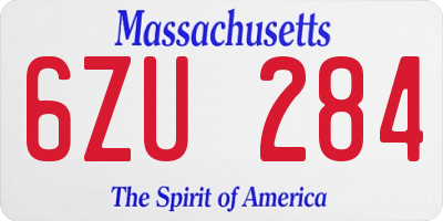 MA license plate 6ZU284