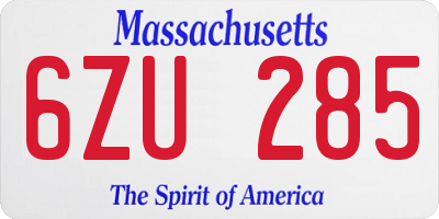 MA license plate 6ZU285