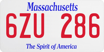 MA license plate 6ZU286