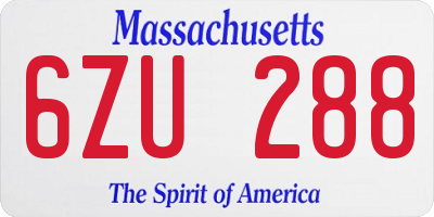 MA license plate 6ZU288