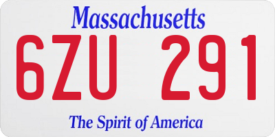 MA license plate 6ZU291