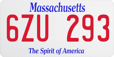 MA license plate 6ZU293