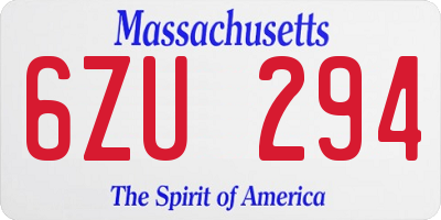 MA license plate 6ZU294