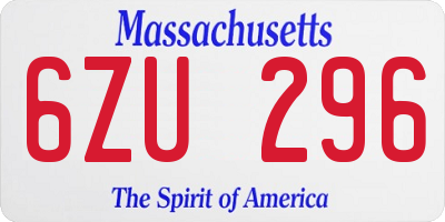MA license plate 6ZU296