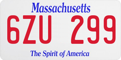 MA license plate 6ZU299
