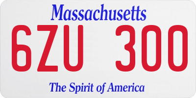 MA license plate 6ZU300