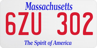 MA license plate 6ZU302