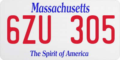 MA license plate 6ZU305