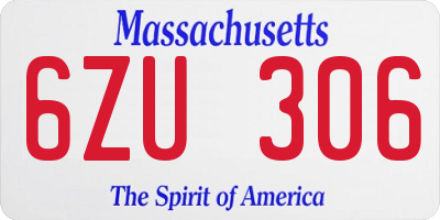 MA license plate 6ZU306