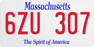 MA license plate 6ZU307