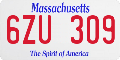 MA license plate 6ZU309