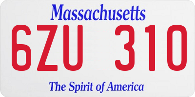 MA license plate 6ZU310