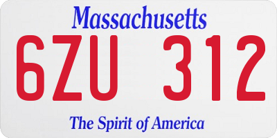 MA license plate 6ZU312