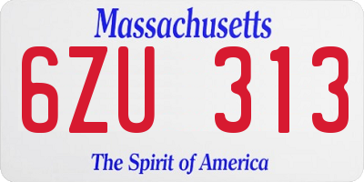 MA license plate 6ZU313