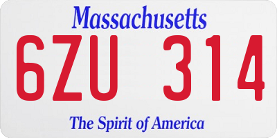 MA license plate 6ZU314