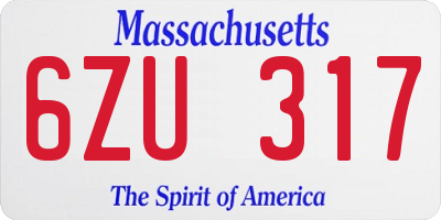 MA license plate 6ZU317