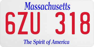 MA license plate 6ZU318
