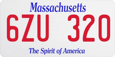MA license plate 6ZU320