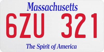 MA license plate 6ZU321