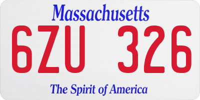 MA license plate 6ZU326