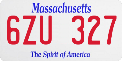 MA license plate 6ZU327