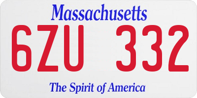 MA license plate 6ZU332