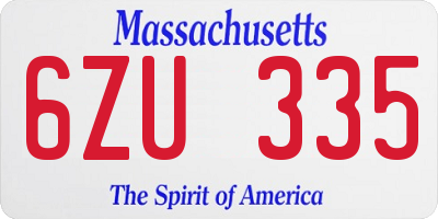 MA license plate 6ZU335
