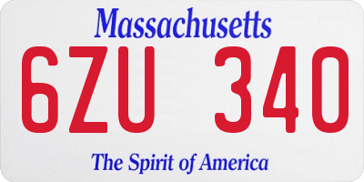 MA license plate 6ZU340