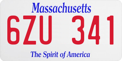 MA license plate 6ZU341