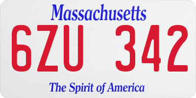 MA license plate 6ZU342