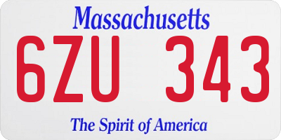 MA license plate 6ZU343
