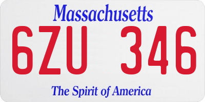MA license plate 6ZU346