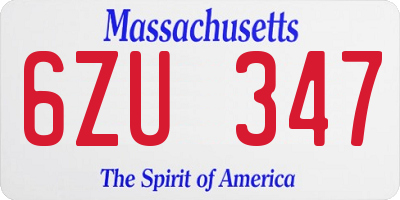 MA license plate 6ZU347