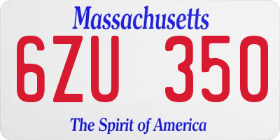 MA license plate 6ZU350