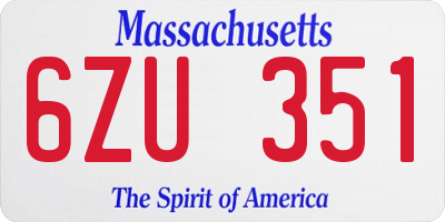 MA license plate 6ZU351