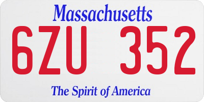 MA license plate 6ZU352