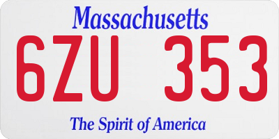 MA license plate 6ZU353