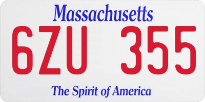 MA license plate 6ZU355