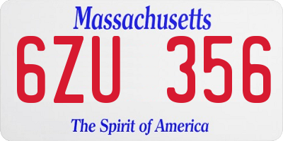 MA license plate 6ZU356