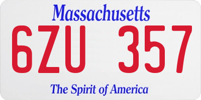 MA license plate 6ZU357