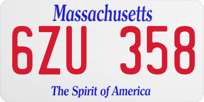 MA license plate 6ZU358