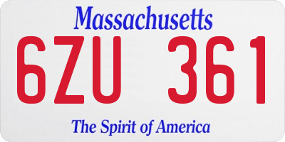 MA license plate 6ZU361